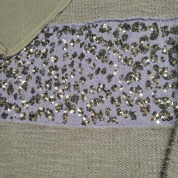 Free People Women's Tunic Sweater Dress V-Neck Sequin Embellished S/M Blue Black - Picture 3 of 9